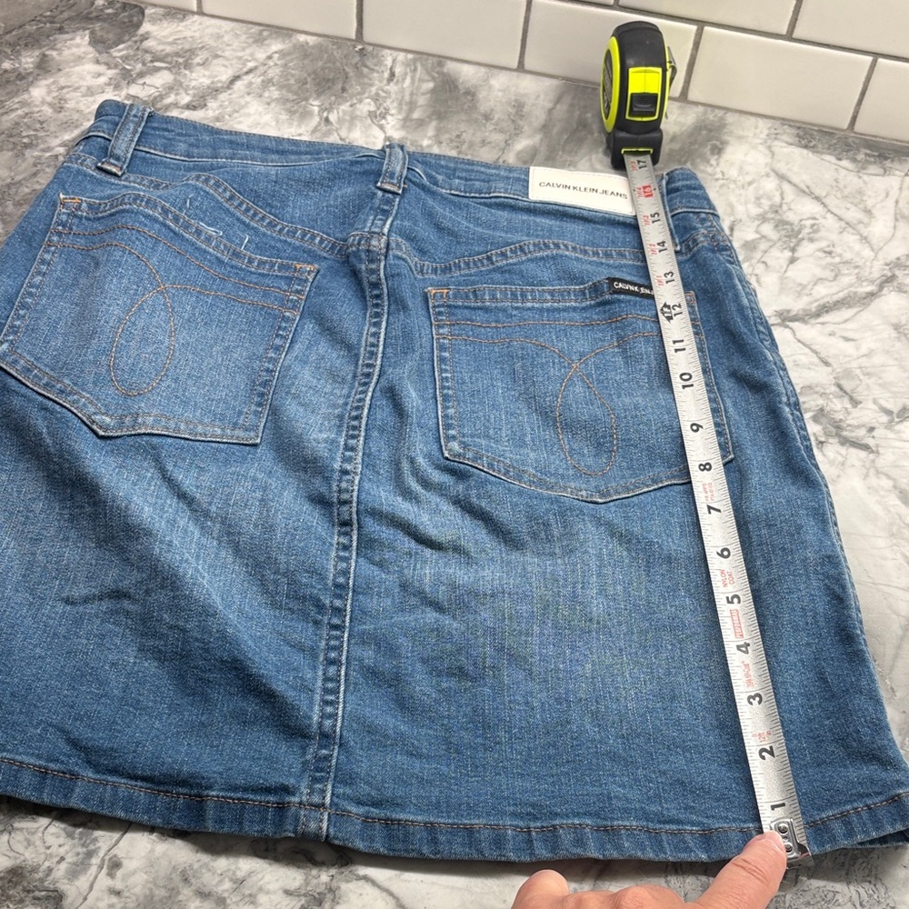 Calvin Klein Blue Denim A-Line Skirt